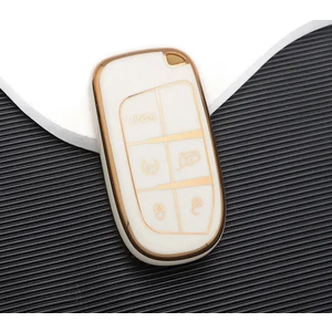 Gma Keys Lüx Jeep Dodge Renegade Grand Cherokee Chrysler Nano Anahtar Kılıfı Beyaz Gold Altın Renk