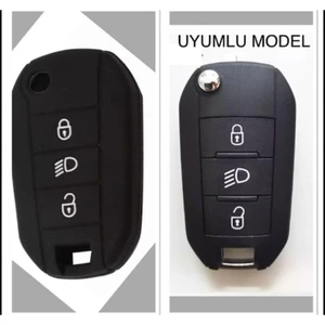Gma Keys Peugeot 208 308 301 3008 5008 Silikon Anahtar Koruma Kılıfı Siyah Renk