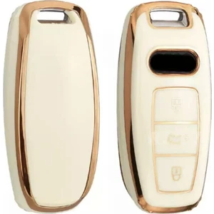 Gma Keys Lüx Audi A3 2021-2022 A6L A7 A8 Q8 E Tron C8 D5 Nano Anahtar Kılıfı Siyah Gold Altın Renk