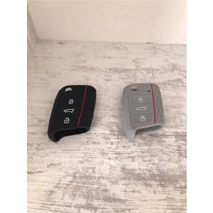 Gma Keys 2 Adet Golf 7 Polo Tiguan T-Roc Arteon Passat Silikon Anahtar Koruma Kılıfı Siyah ve Gri Renk