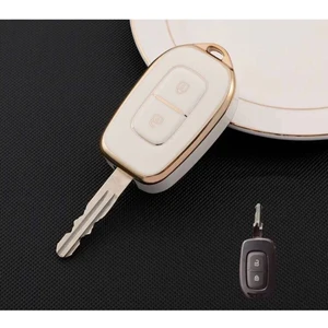 Gma Keys Renault ve Dacia Duster Scenic Master Megane 2 Tuşlu Nano Anahtar Koruma Kılıfı Beyaz Gold Renk