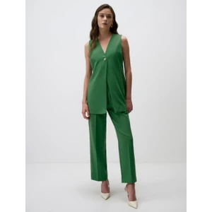 Jimmy Key Yeşil Yüksek Bel Rahat Kesim Gabardin Pantolon