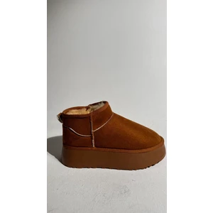 Eataly Shoes Süet Yüksek Taban Bilekte Bot Taba