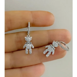 Ares Collection Zirkon Taşlı Ayıcık 1 Adet Helix Kıkırdak Kulak Memesi Uyumlu Halka Piercing Küpe