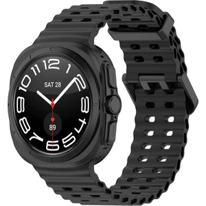 - Samsung Watch Ultra 47mm - Kordon Tırtıklı Tasarım Silikon Kordon - KRD-118 - Siyah - T32996