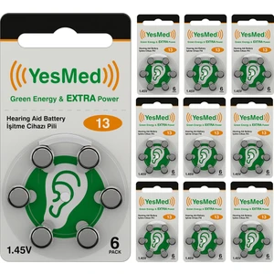 Yesmed Extra Power 13 Numara Işitme Cihazı Pili (10 Paket x 6 Adet = 60 Adet Pil)