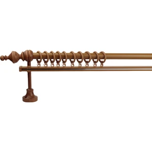 Meşe Ceren Demonte Başlıklı Ahşap Rustik Perde Askısı - Tek Raylı