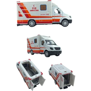 Mini Oyuncak Metal Ambulans ile Heyecanlı Kurtarma Operasyonları! 10CM.