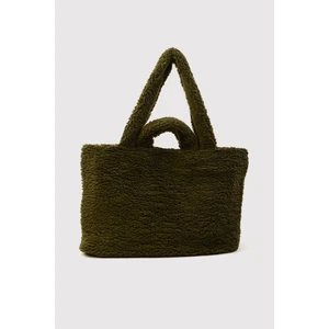 Yeşil Shopper Peluş El ve Omuz Çantası