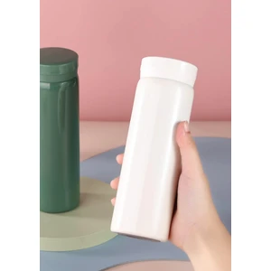 Küçük Termos Paslanmaz Çelik – Sevimli Su Şişesi, Sıcak ve Soğuk Içecekler Için Vakum Yalıtımlı Şişe Beyaz, 200 Ml