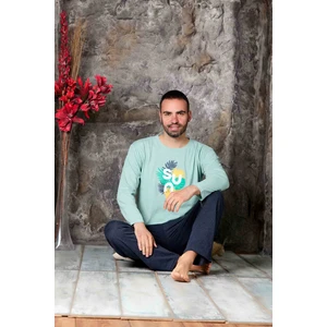Sude Homewear Erkek Yazı Detaylı Uzun Kol Pijama Takımı