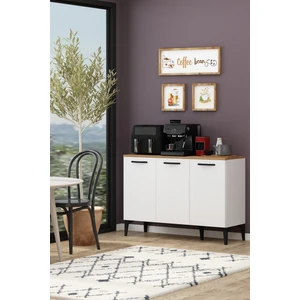 AVM Park Çok Amaçlı Mutfak ve Erzak Dolabı 3 Kapaklı Beyaz Suntalam Ahşap 120x85x42 cm Modern Tasarım