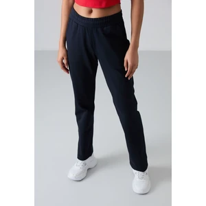 Tommy Life Lacivert Yüksek Bel Cepli Rahat Form Klasik Paça Kadın Eşofman Alt - 94584