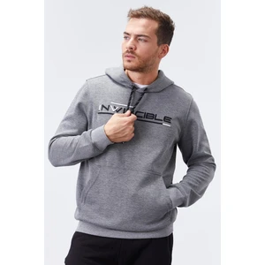 Tommy Life Gri Melanj Kanguru Cep Standart Kalıp Kapüşonlu Erkek Sweatshirt - 87883