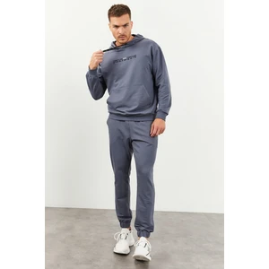 Tommy Life Petrol Kapüşonlu Kanguru Cep Lastik Paça Erkek Oversize Eşofman Takımı - 85117