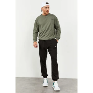 Tommy Life Çağla - Siyah Casual O Yaka Lastik Paça Erkek Oversize Eşofman Takımı - 85120