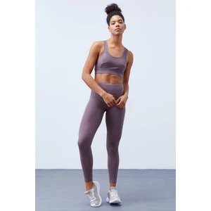 Tommy Life Gül Kurusu Yüksek Bel Toparlayıcılı Sırt Detaylı Slim Fit Büstiyer Kadın Tayt Takım - 95281