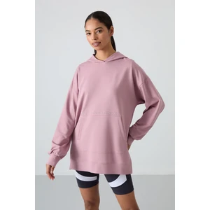 Tommy Life Gül Kurusu Balon Kol Yazı Nakışlı Kadın Oversize Tunik Sweatshirt - 97163