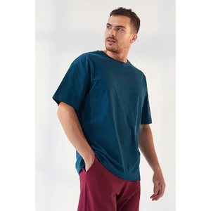 Tommy Life Zümrüt Yazı Baskılı O Yaka Erkek Oversize T-Shirt - 87984