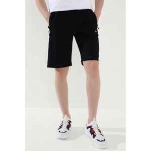 Tommy Life Lacivert Bağcıklı Fermuar Cepli Standart Kalıp Basic Erkek Şort - 81167