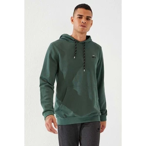 Tommy Life Yeşil Kanguru Cep Standart Kalıp Kapüşonlu Erkek Sweatshirt - 87872