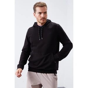 Tommy Life Siyah Kanguru Cep Standart Kalıp Kapüşonlu Erkek Sweatshirt - 87872