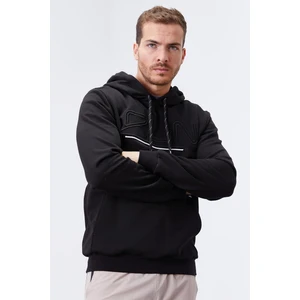 Tommy Life Siyah Yazı Nakışlı Standart Kalıp Kapüşonlu Erkek Sweatshirt - 87887