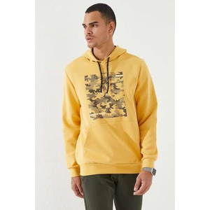 Tommy Life Hardal Kamuflaj Desen Baskılı Standart Kalıp Kapüşonlu Erkek Sweatshirt - 87884
