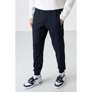 Tommy Life Lacivert Fermuar Cepli Standart Kalıp Jogger Erkek Eşofman Alt - 84587