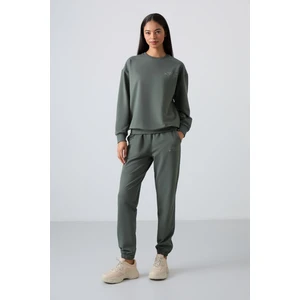 Tommy Life Çağla O Yaka Oversize Lastik Paça Kadın Eşofman Takım - 95287