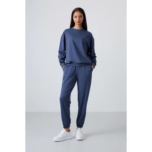 Tommy Life Petrol O Yaka Oversize Lastik Paça Kadın Eşofman Takım - 95287