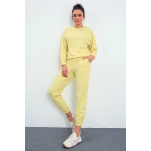 Tommy Life Limon O Yaka Oversize Lastik Paça Kadın Eşofman Takım - 95287