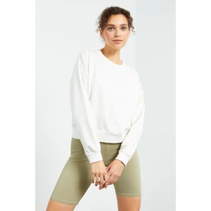 Tommy Life Ekru Basic Rahat Form O Yaka Kadın Sweatshirt - 97114
