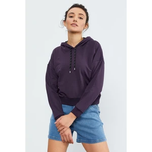 Tommy Life Mor Uzun Kol Rahat Form Kapüşonlu Kadın Sweatshirt - 97115
