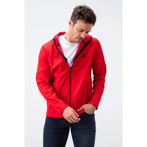 Tommy Life Kırmızı Fermuarlı Kapüşonlu Su ve Rüzgar Geçirmez Softshell Erkek Mont - 88051