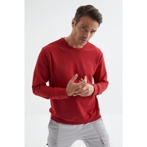 Tommy Life Kırmızı Basic O Yaka Rahat Form Erkek Sweatshirt - 88053