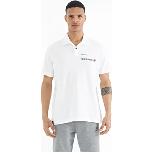 Tommy Life Beyaz Yazı Baskılı Standart Form Polo Yaka Erkek T-shirt - 88236