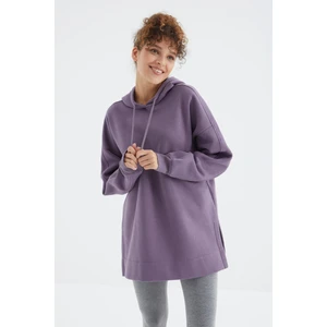 Tommy Life Eflatun Reglan Kol Basic Kapüşonlu Oversize Tunik - 97242