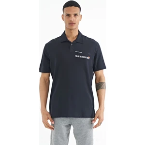 Tommy Life Lacivert Yazı Baskılı Standart Form Polo Yaka Erkek T-shirt - 88236