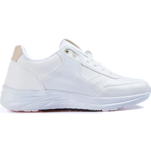 Tommy Life Tommy Life  Beyaz Yüksek Taban Bağcıklı Suni Deri Spor Ayakkabı - 89113