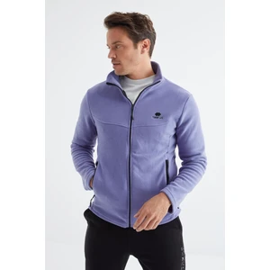 Tommy Life Açık Eflatun Fermuarlı Dik Yaka Standart Kalıp Erkek Polar Sweatshirt - 88134