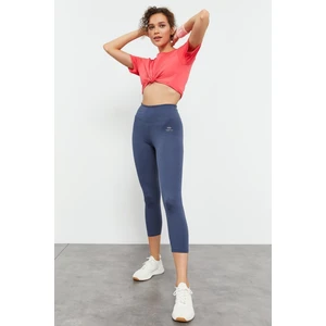 Tommy Life Petrol Yüksek Bel Slim Fit Dar Paça Kadın Kapri Tayt - 93097