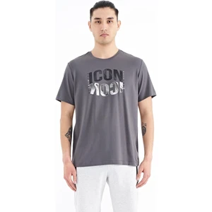 Tommy Life Koyu Gri Yazı Baskılı O Yaka Standart Kalıp Erkek T-Shirt - 88174