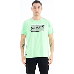 Tommy Life Neon Yeşil Yazı Desen Baskılı Standart Kalıp O Yaka Erkek T-Shirt - 88172