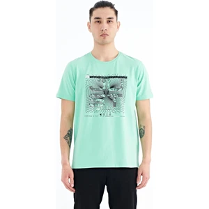 Tommy Life Su Yeşili Yazı Baskılı O Yaka Standart Kalıp Erkek T-shirt - 88170