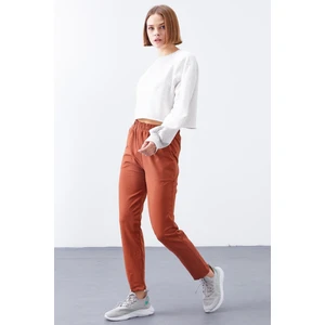 Tommy Life Tarçın Yüksek Bel Jogger Rahat Form Dar Paça Kadın Eşofman Alt - 94566