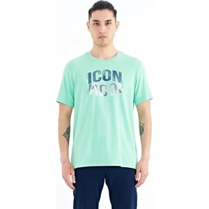 Tommy Life Su Yeşili Yazı Baskılı O Yaka Standart Kalıp Erkek T-Shirt - 88174