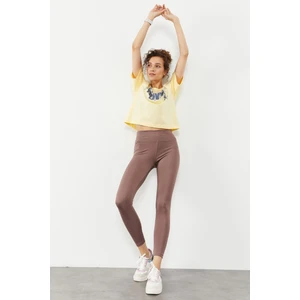 Tommy Life Gül Kurusu Yüksek Bel Streç Slim Fit Dar Paça Kadın Tayt - 94545
