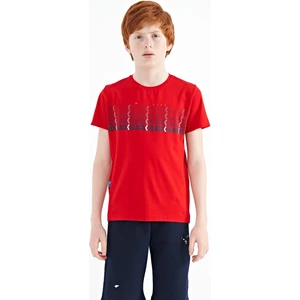 Tommy Life Kırmızı Yazı Baskılı O Yaka Standart Kalıp Erkek Çocuk T-Shirt - 11149