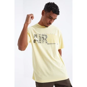 Tommy Life Sarı Air Baskılı O Yaka Erkek Oversize T-Shirt  - 88097